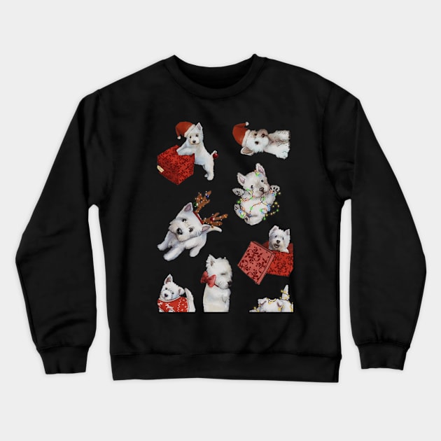 Christmas Westies sticker set Crewneck Sweatshirt by ArtInPi